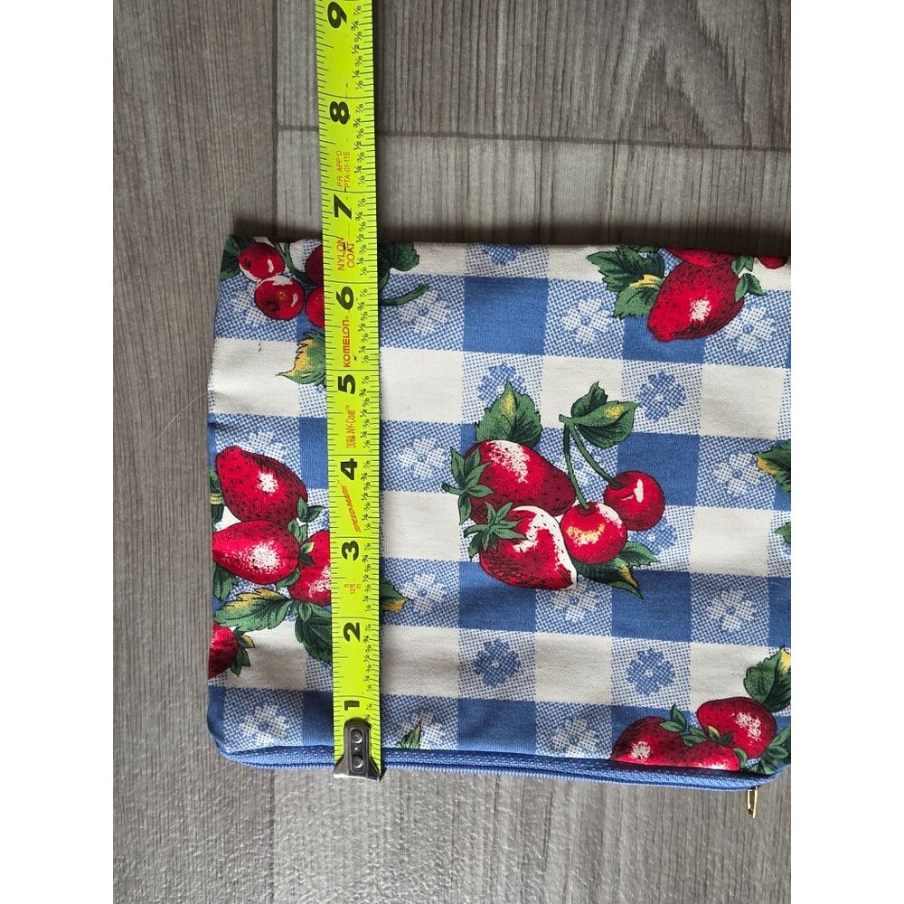 Strawberry & Cherry Patterned Zipper Pouch Makeup… - image 4
